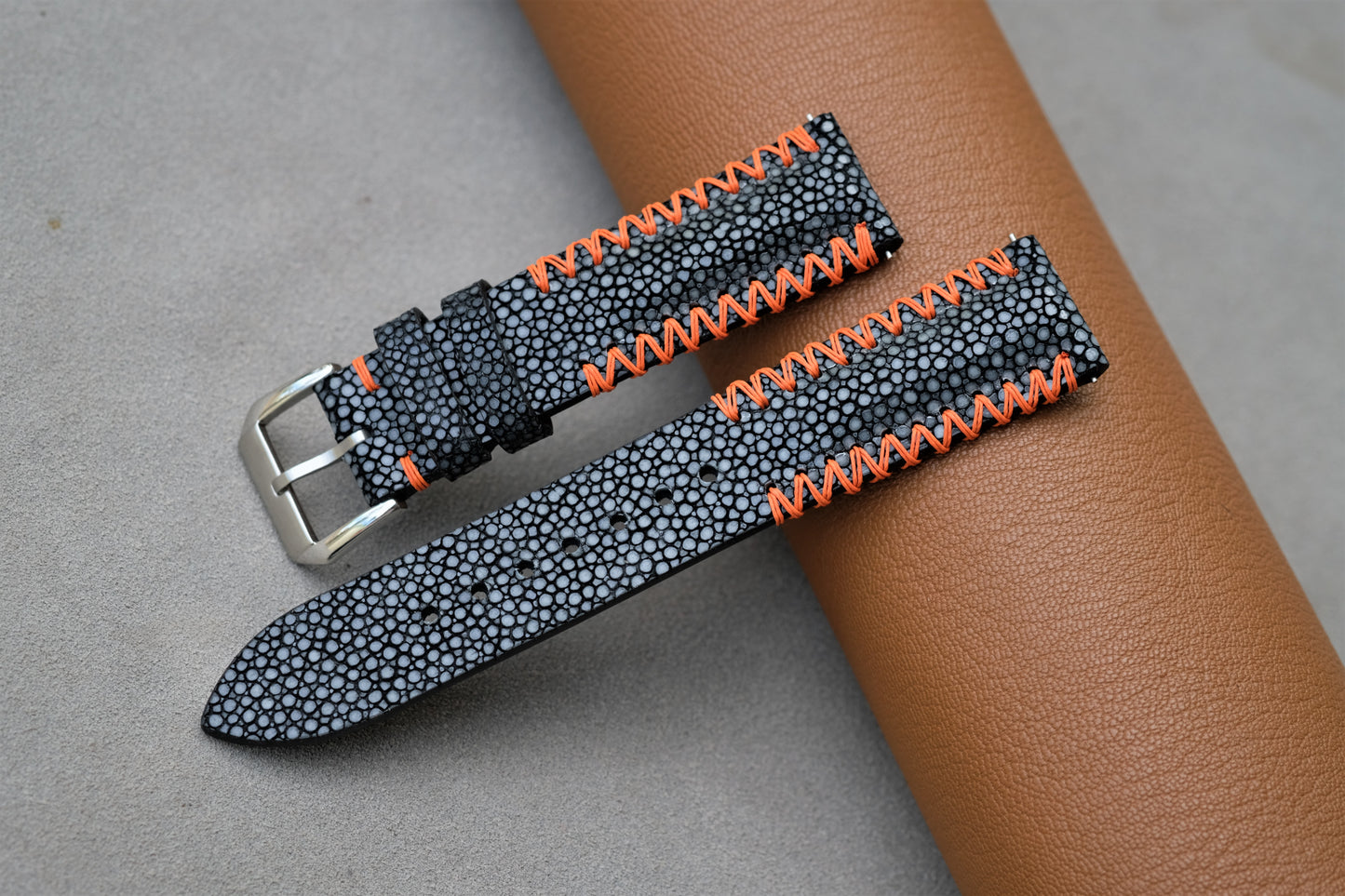 Black Stingray Leather Watch Strap