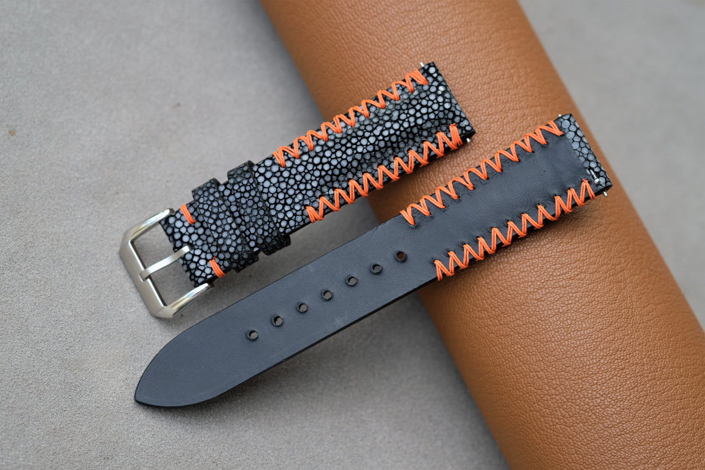 Black Stingray Leather Watch Strap