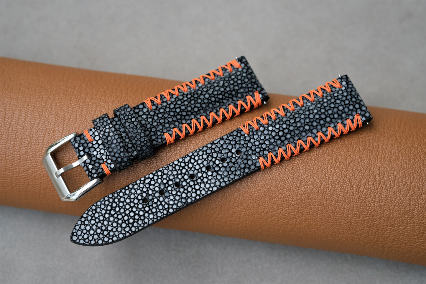 Black Stingray Leather Watch Strap