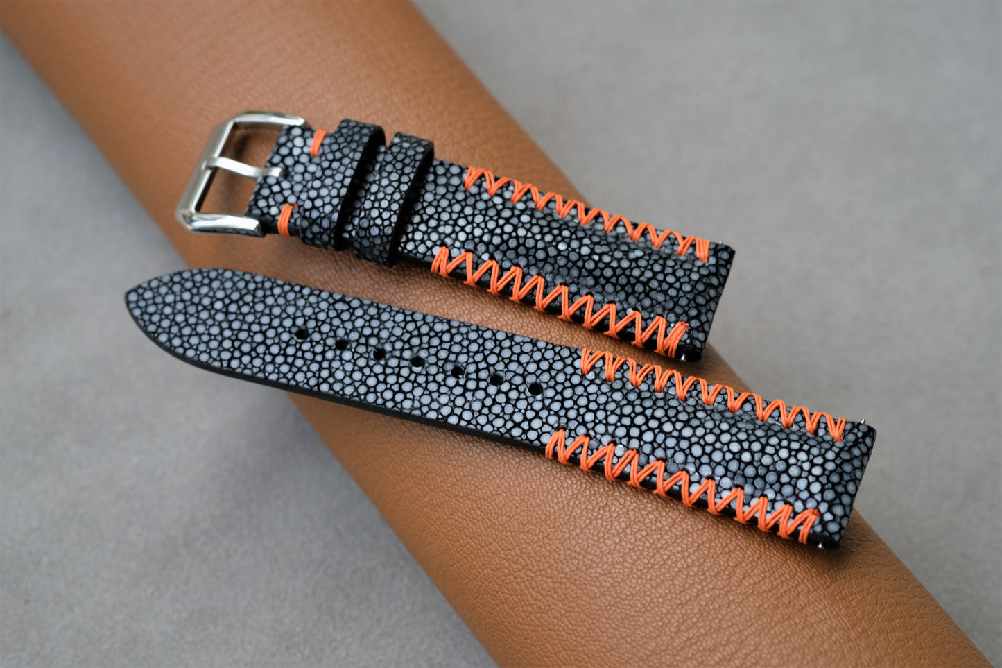 Black Stingray Leather Watch Strap