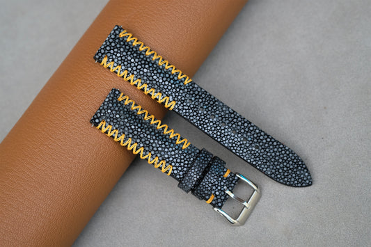 Black Stingray Leather Watch Strap