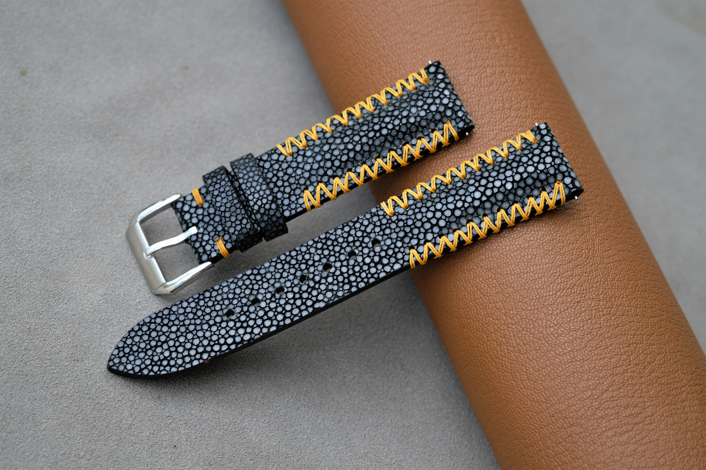 Black Stingray Leather Watch Strap