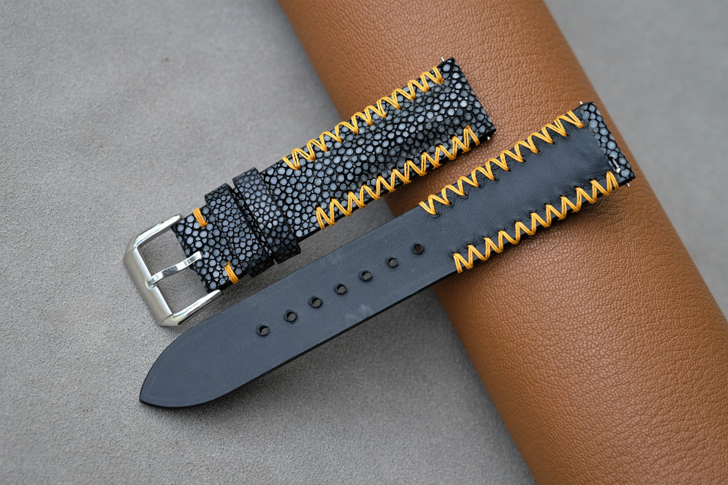 Black Stingray Leather Watch Strap