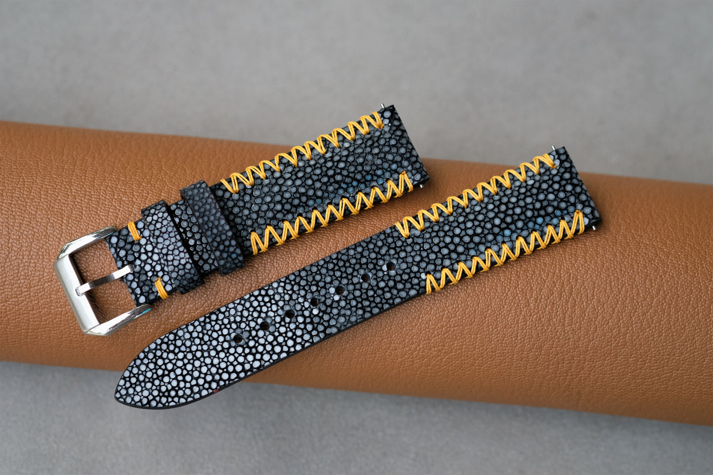 Black Stingray Leather Watch Strap