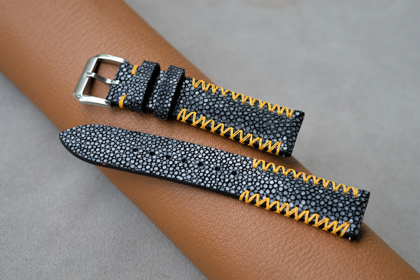 Black Stingray Leather Watch Strap