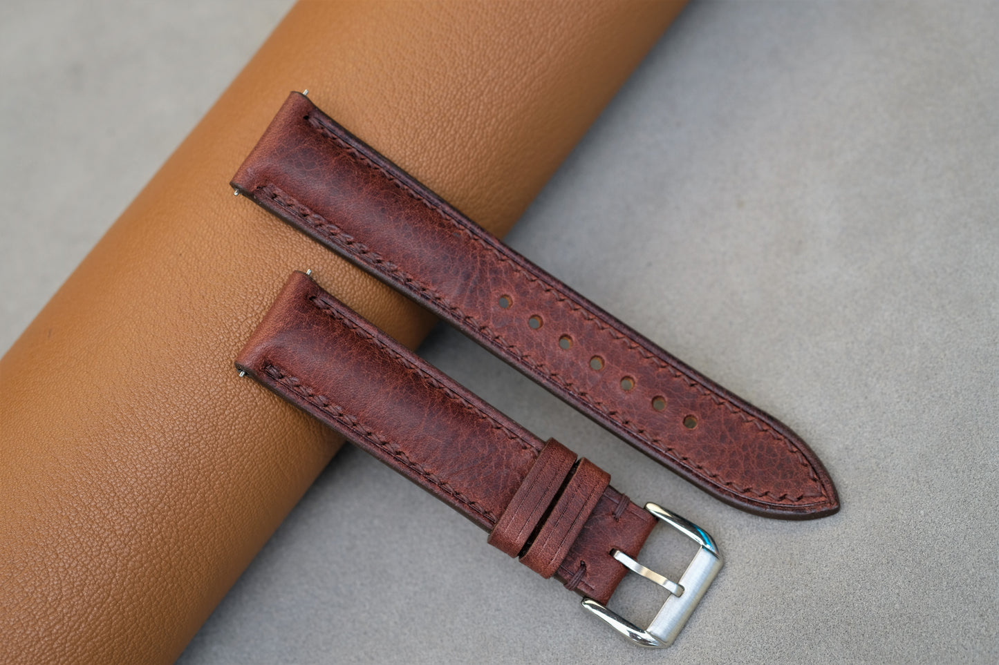 Chocolate Badalassi Waxy Leather Watch Strap