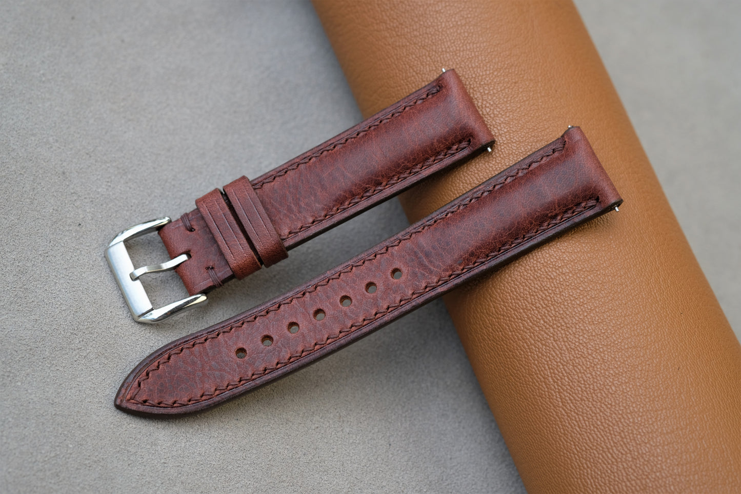 Chocolate Badalassi Waxy Leather Watch Strap