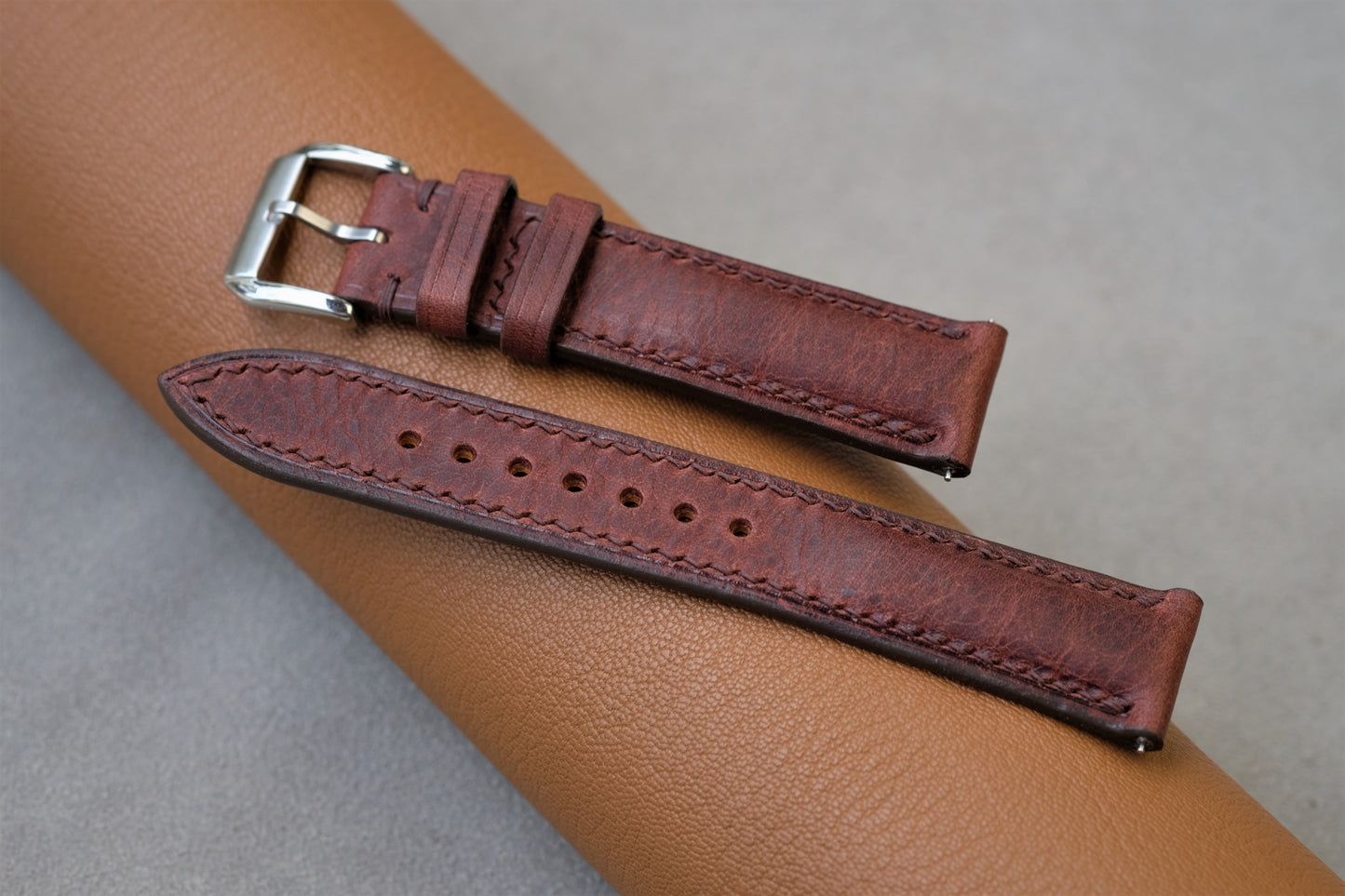 Chocolate Badalassi Waxy Leather Watch Strap