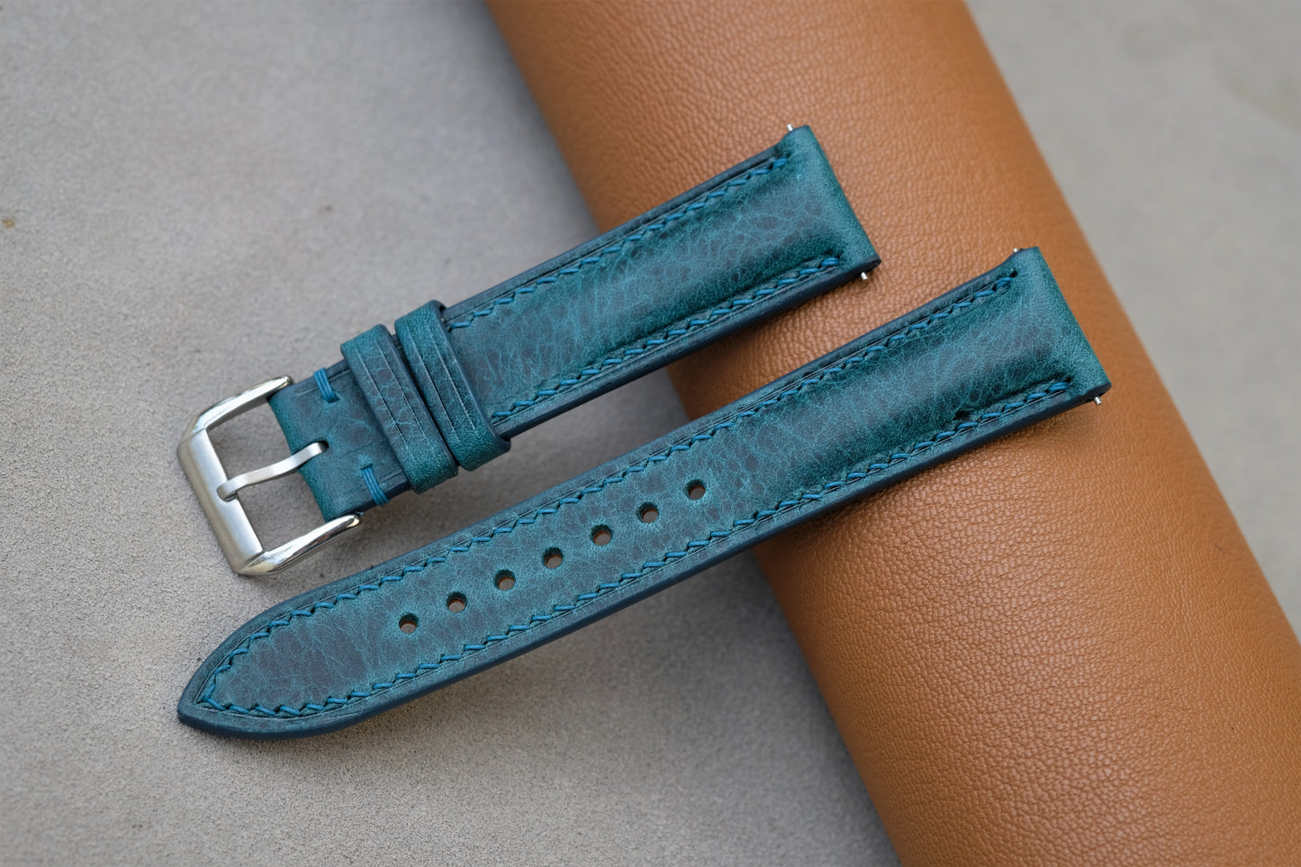 Turquoise Badalassi Waxy Leather Watch Strap