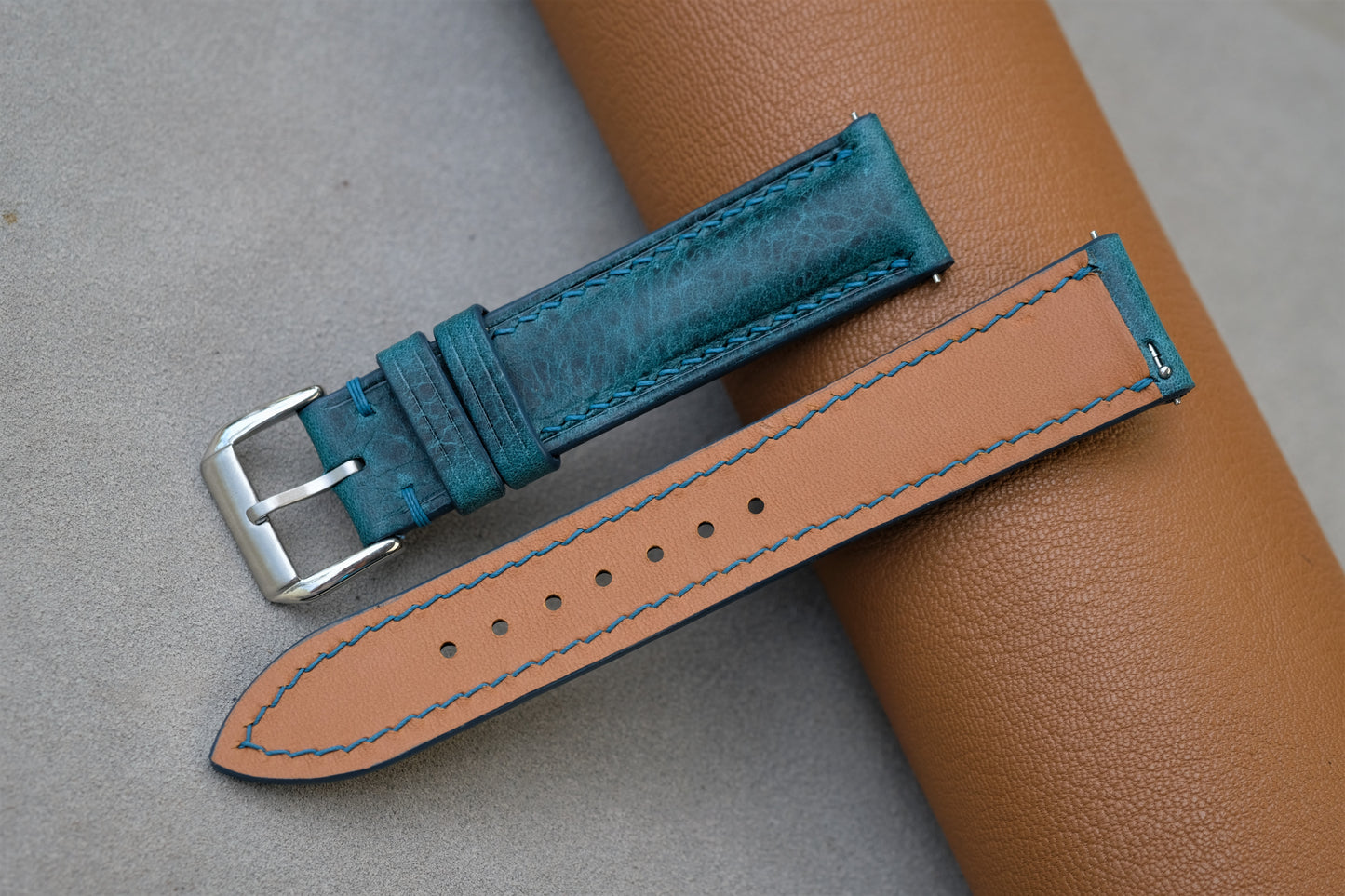 Turquoise Badalassi Waxy Leather Watch Strap