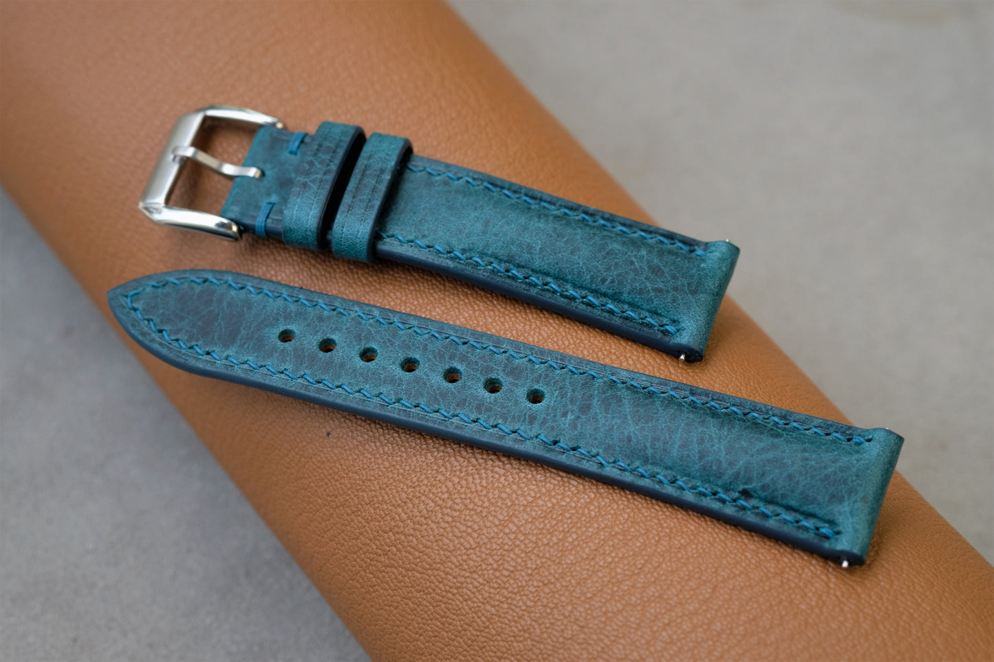 Turquoise Badalassi Waxy Leather Watch Strap