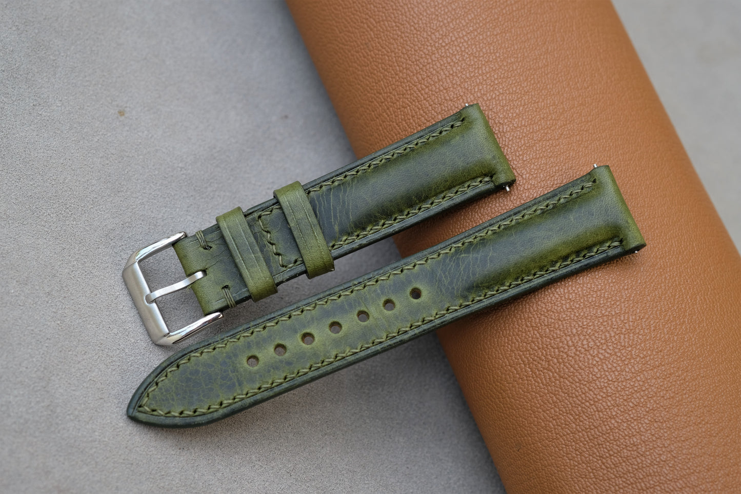 Green Badalassi Waxy Leather Watch Strap