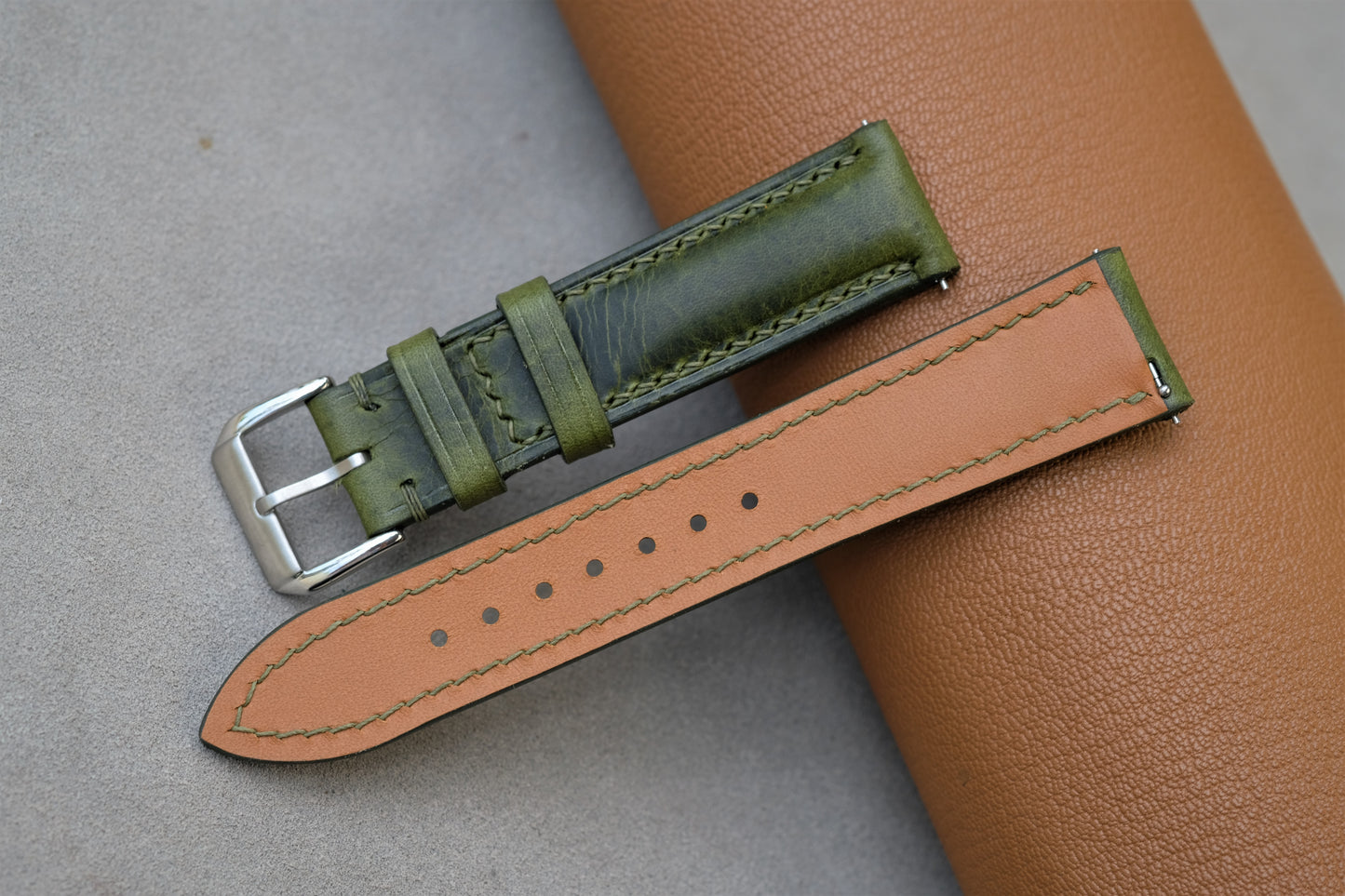 Green Badalassi Waxy Leather Watch Strap