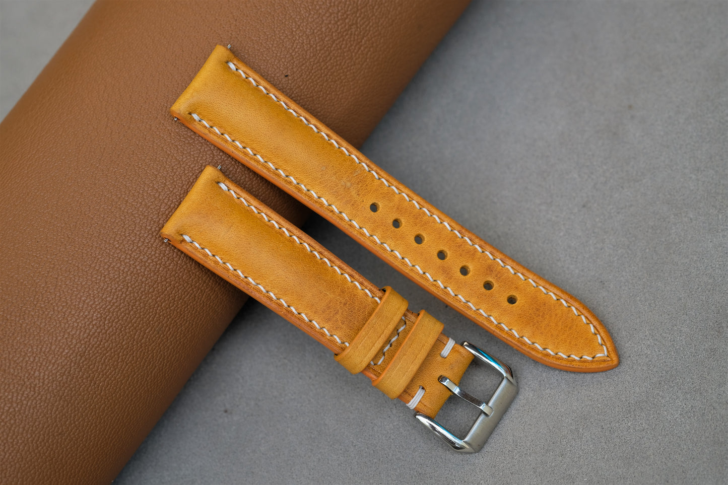 Yellow Badalassi Waxy Leather Watch Strap