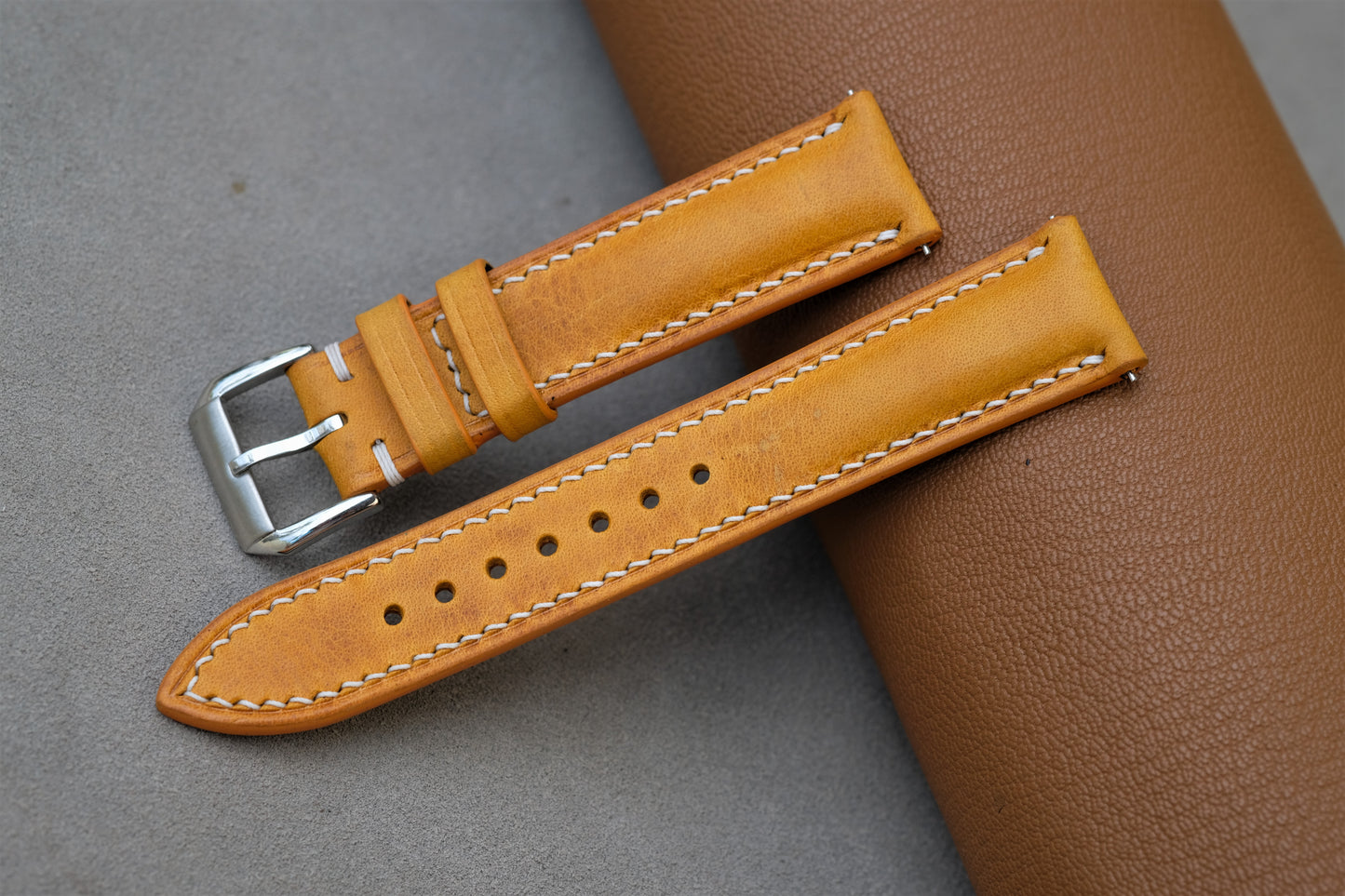 Yellow Badalassi Waxy Leather Watch Strap