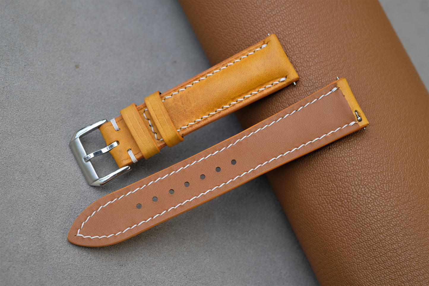 Yellow Badalassi Waxy Leather Watch Strap