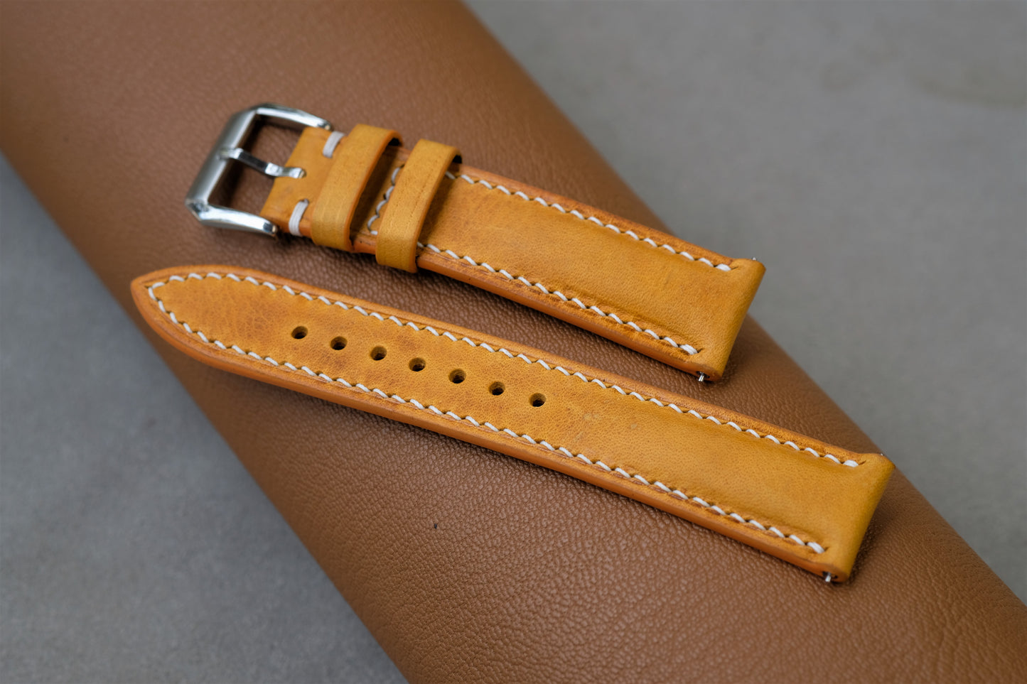 Yellow Badalassi Waxy Leather Watch Strap