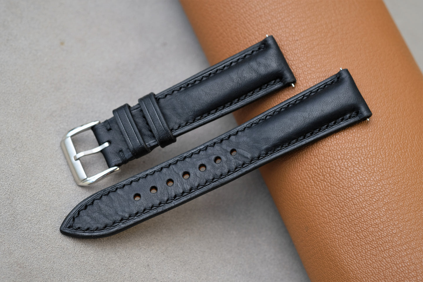 Black Badalassi Waxy Leather Watch Strap