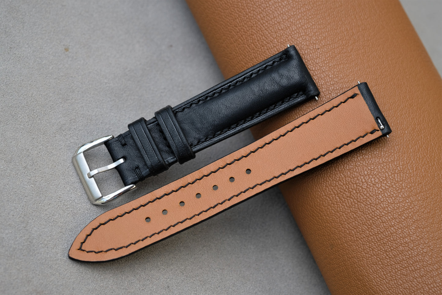 Black Badalassi Waxy Leather Watch Strap