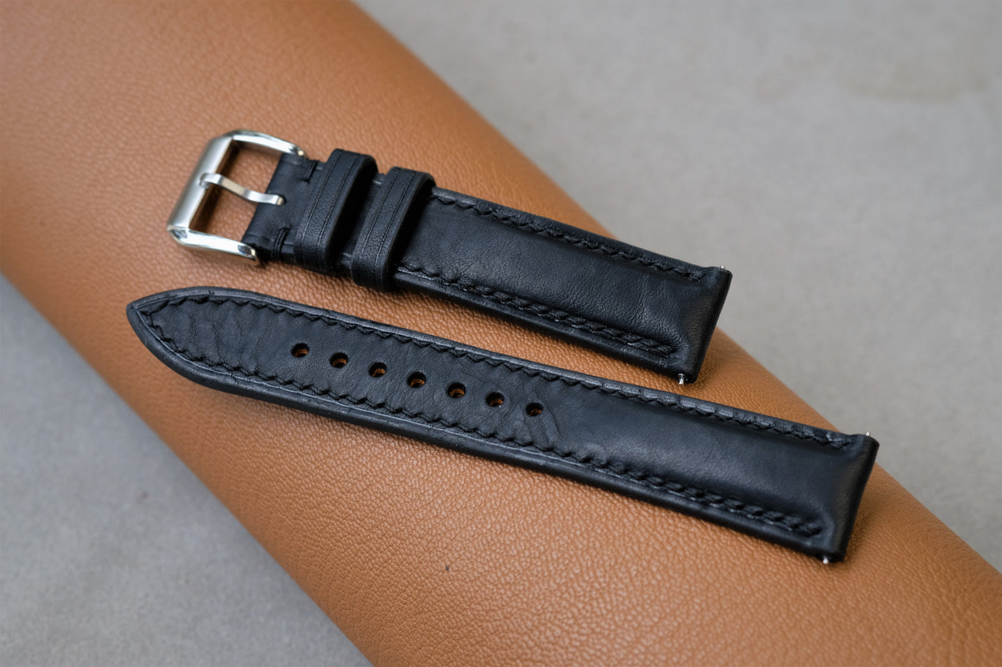 Black Badalassi Waxy Leather Watch Strap