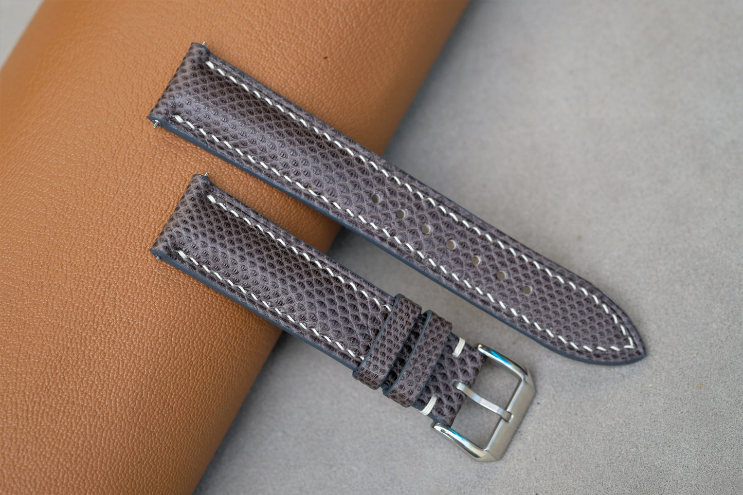 Gray Snakeskin Leather Watch Strap