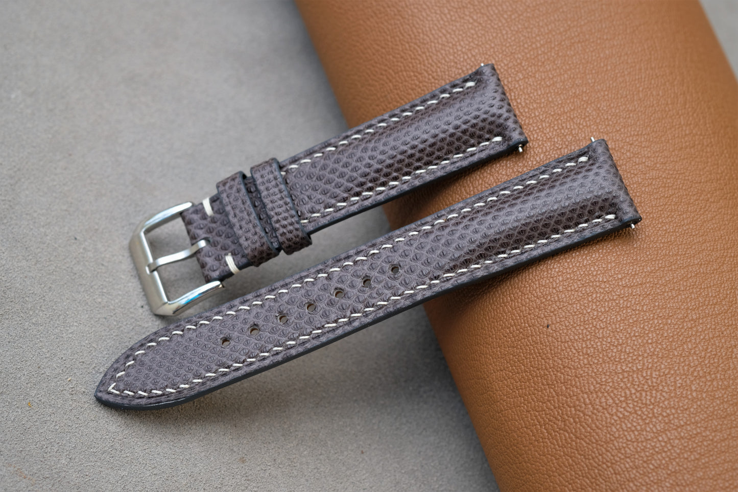 Gray Snakeskin Leather Watch Strap