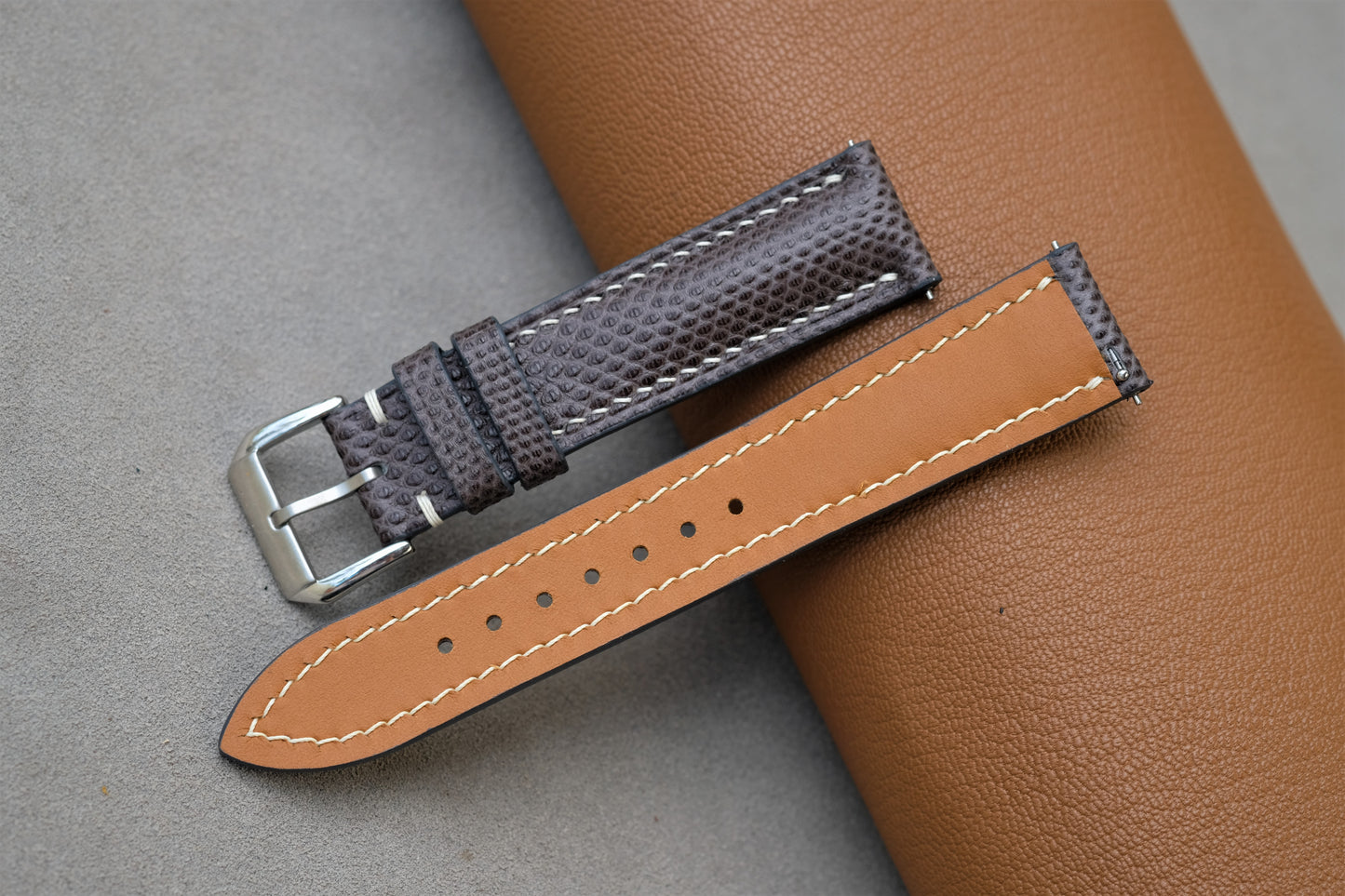 Gray Snakeskin Leather Watch Strap