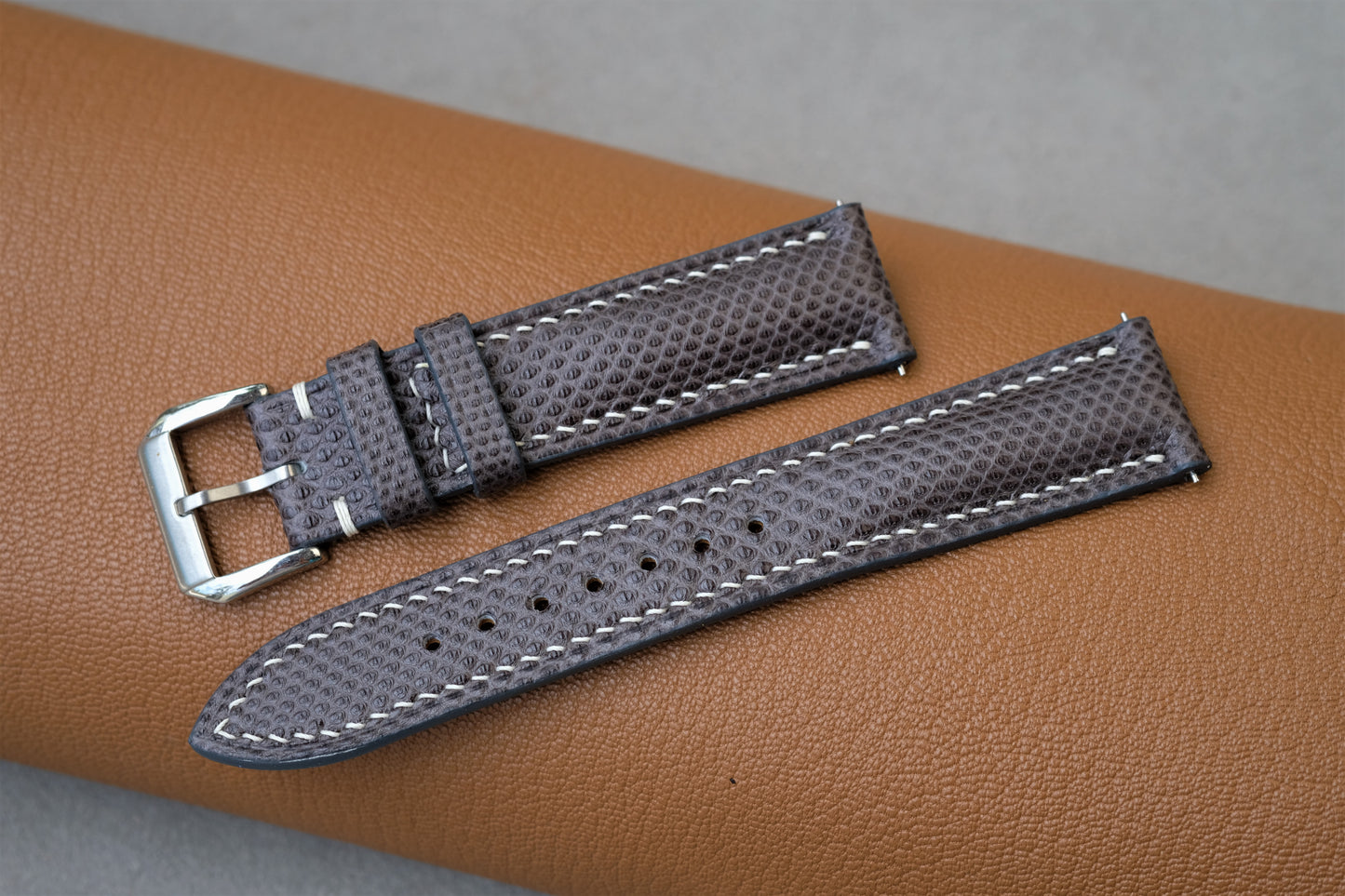 Gray Snakeskin Leather Watch Strap