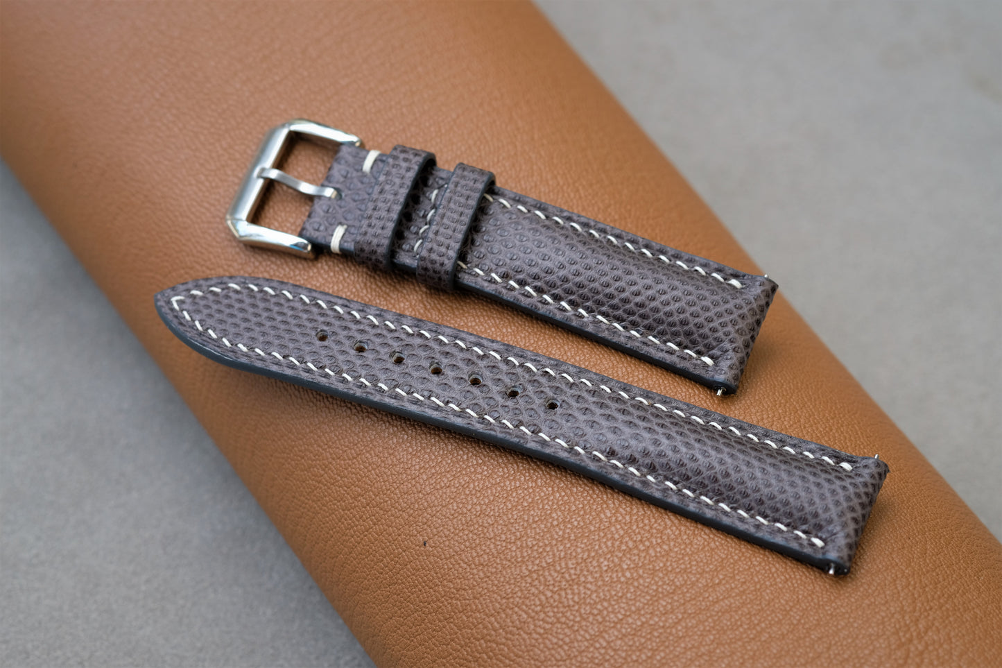 Gray Snakeskin Leather Watch Strap