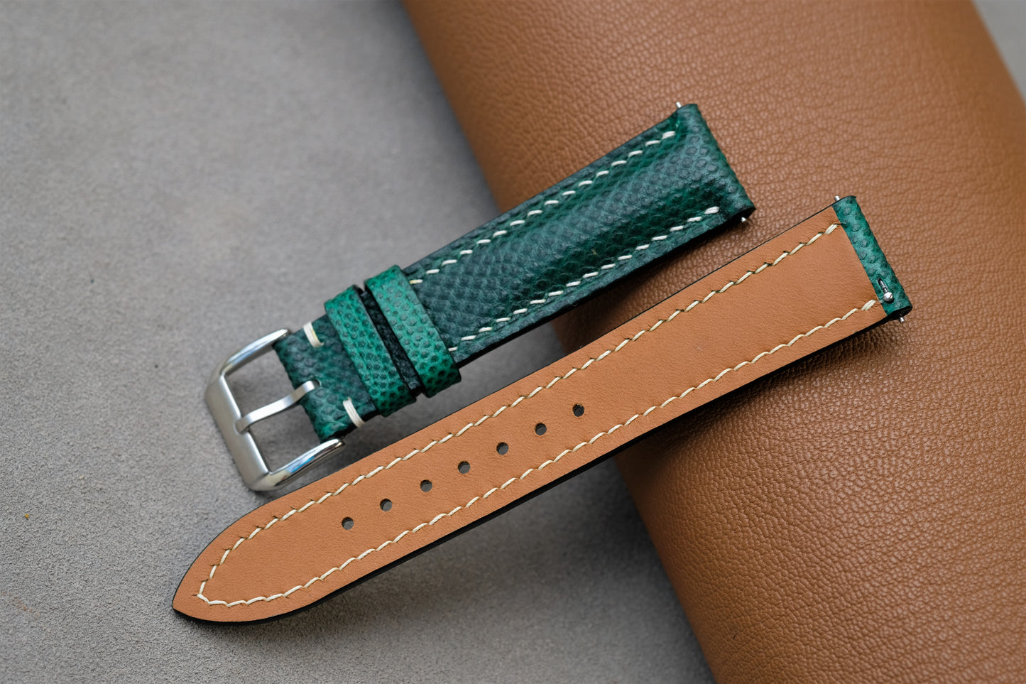 Green Snakeskin Leather Watch Strap