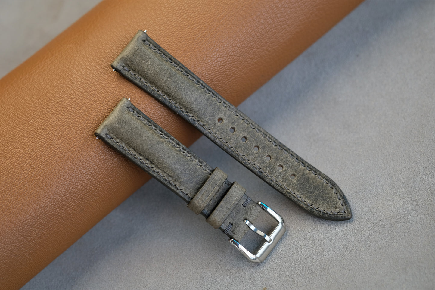 Gray Badalassi Waxy Leather Watch Strap