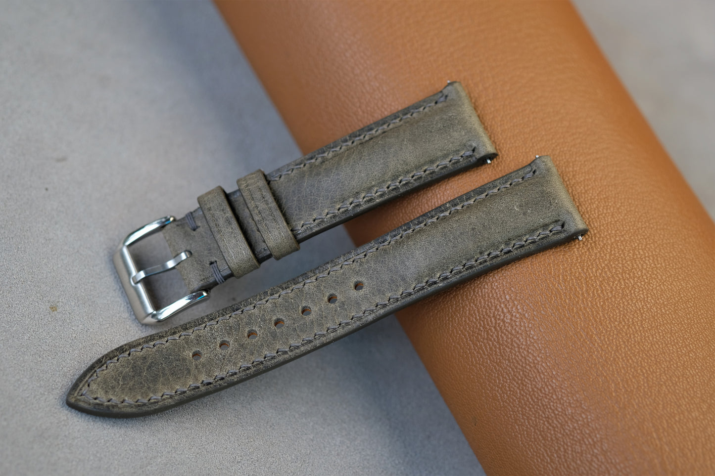 Gray Badalassi Waxy Leather Watch Strap