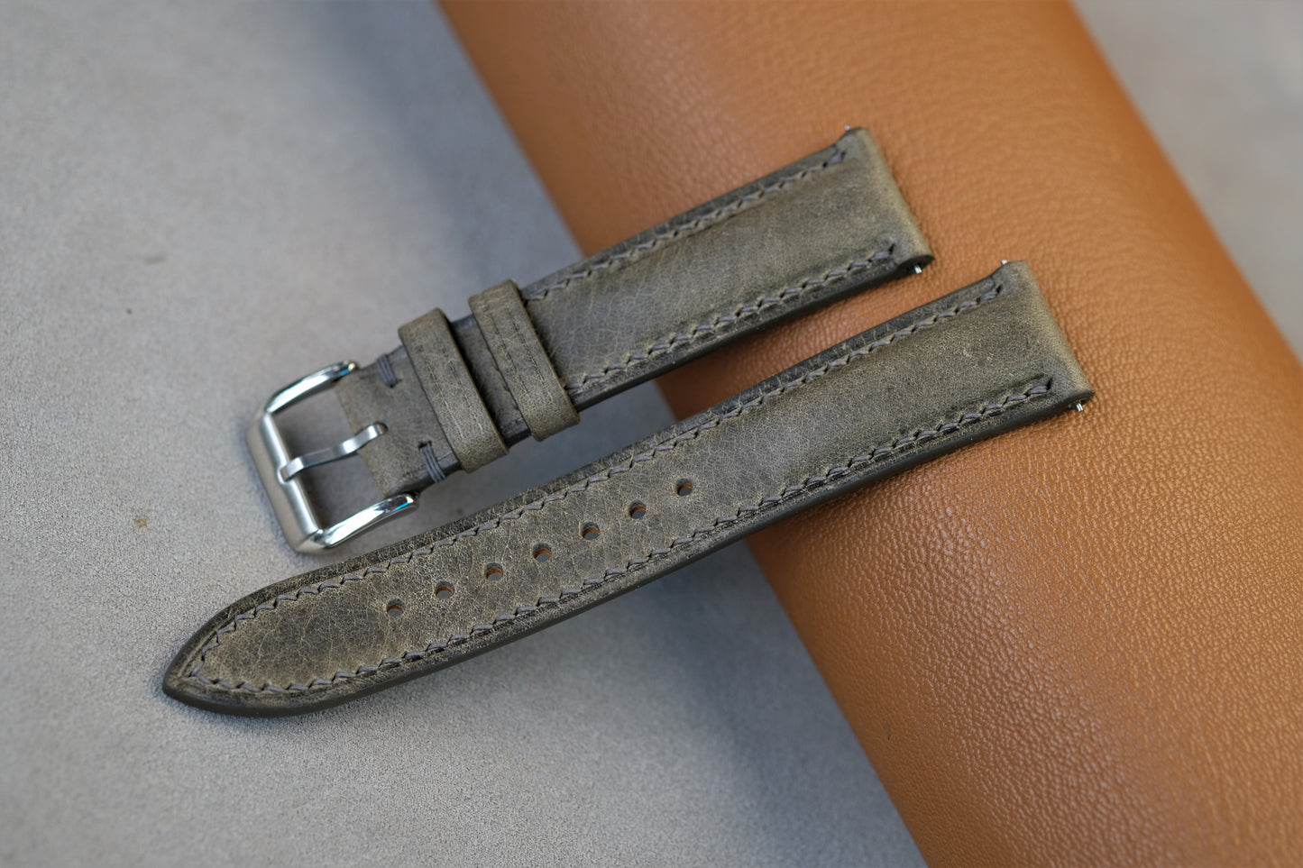 Gray Badalassi Waxy Leather Watch Strap