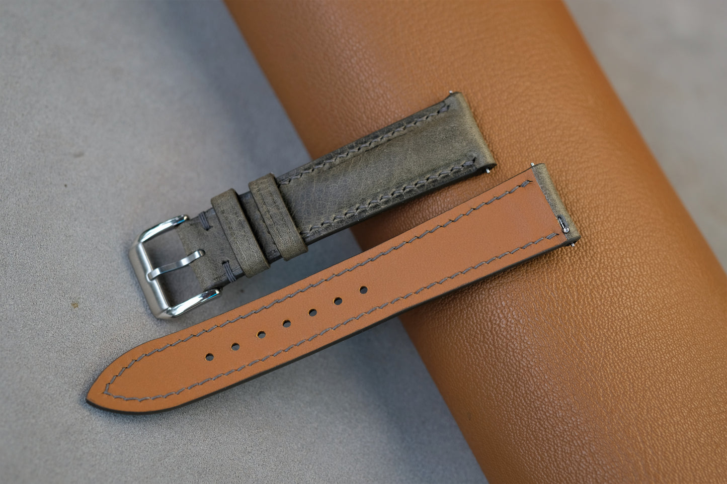 Gray Badalassi Waxy Leather Watch Strap