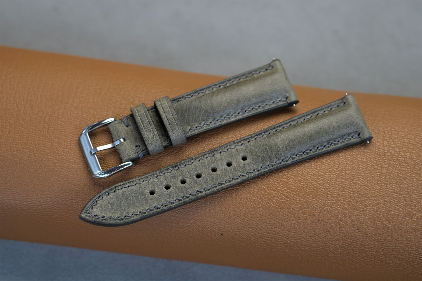 Gray Badalassi Waxy Leather Watch Strap