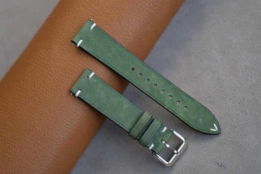 Maya Olive Green Leather Watch Strap