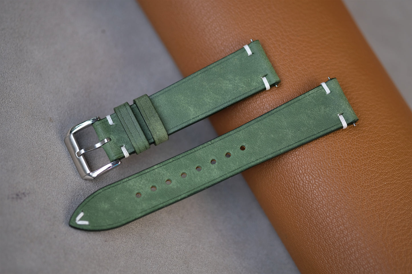 Maya Olive Green Leather Watch Strap