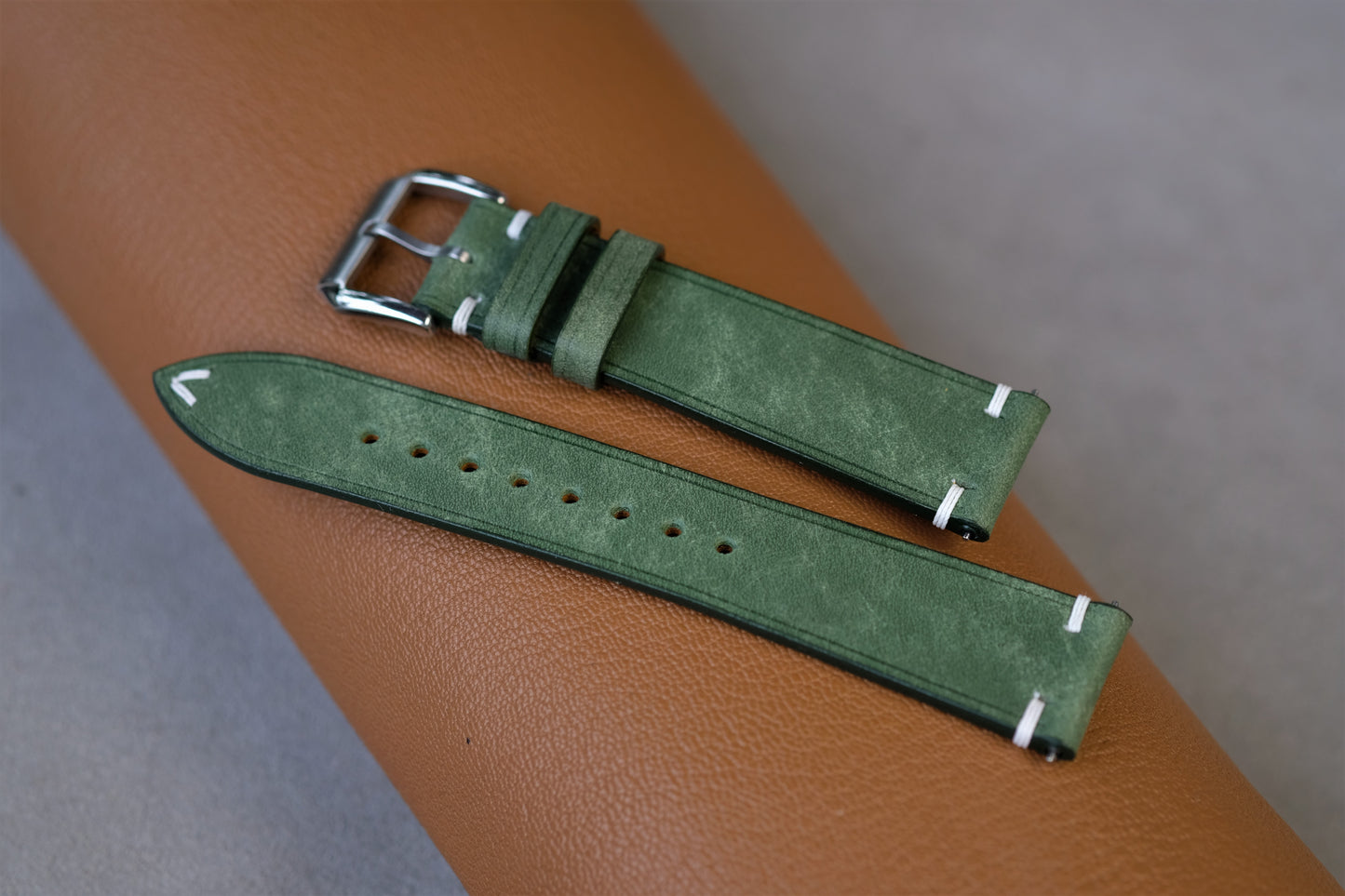 Maya Olive Green Leather Watch Strap