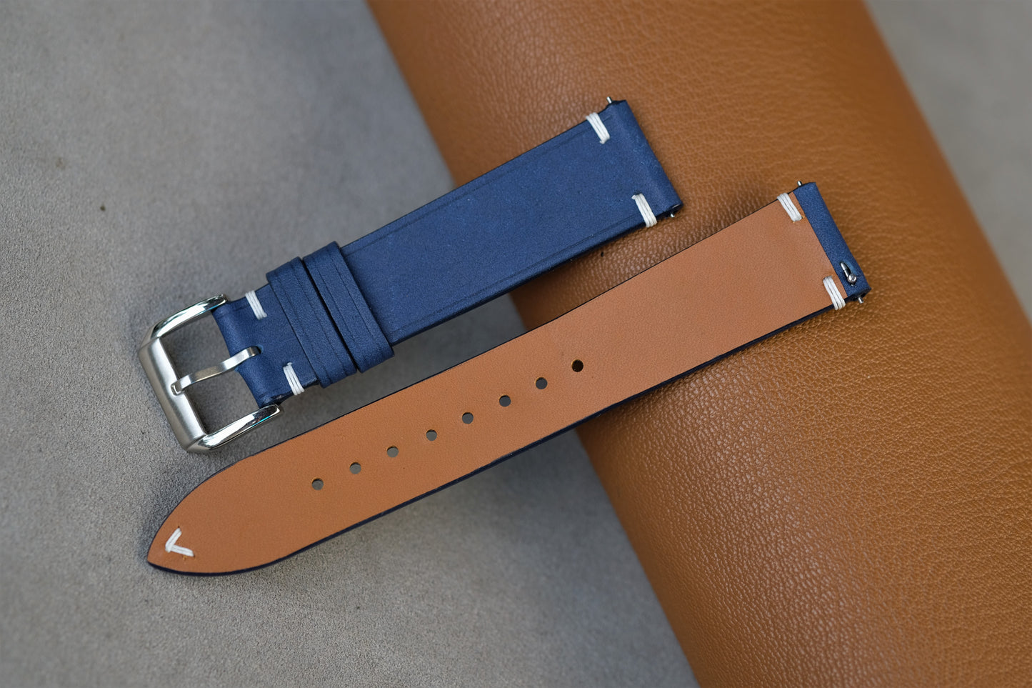 Navy Blue Maya Leather Watch Strap