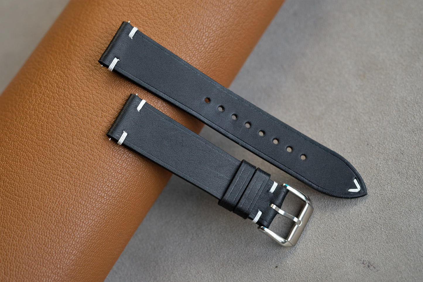 Black Maya Leather Watch Strap