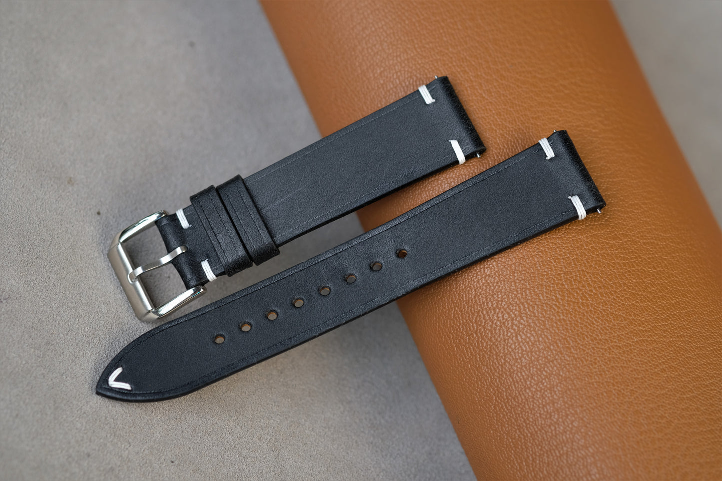 Black Maya Leather Watch Strap