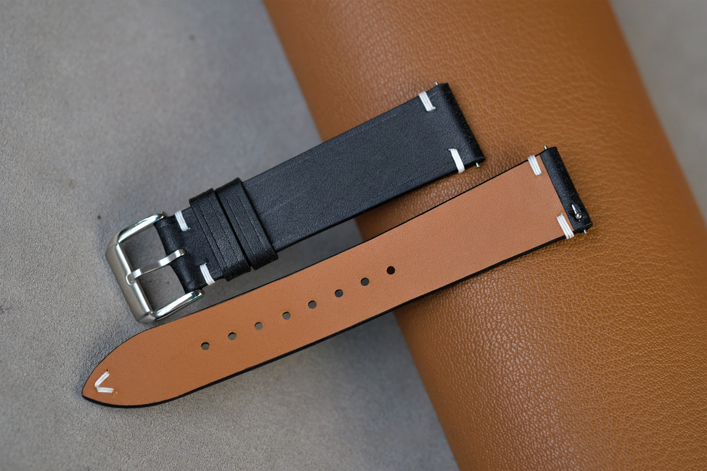 Black Maya Leather Watch Strap