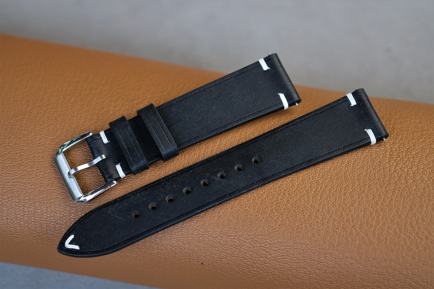 Black Maya Leather Watch Strap