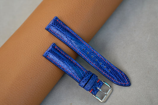 Blue Ostrich Leather Watch Strap