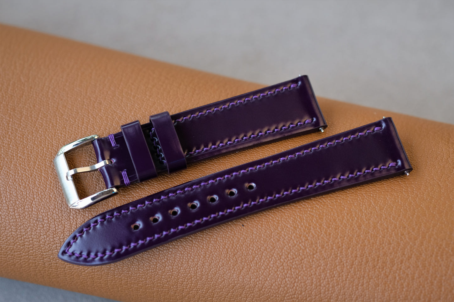 Purple Shinki Hikaku Shell Cordovan Watch Strap