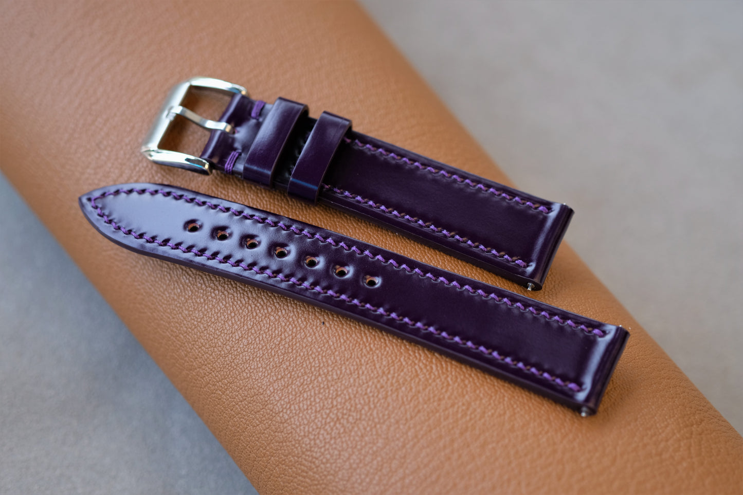 Purple Shinki Hikaku Shell Cordovan Watch Strap