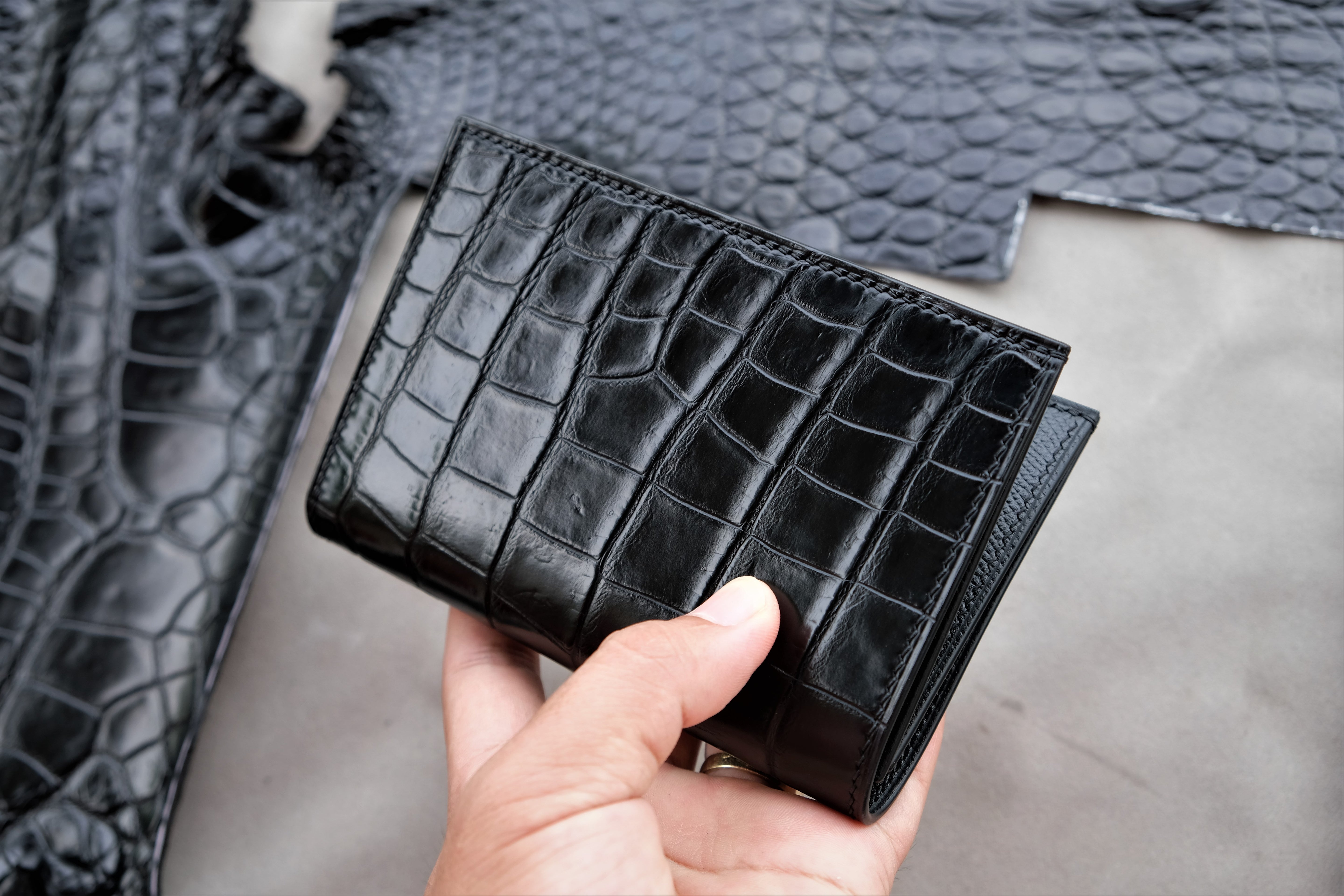 Black Alligator Leather Passport Holder