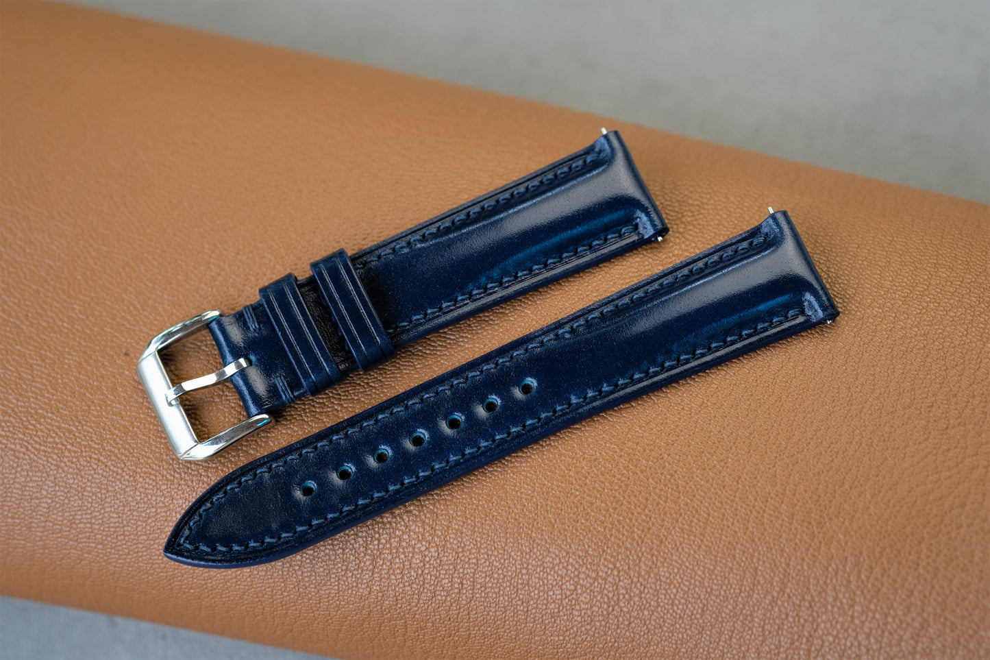 Blue Shinki Hikaku Shell Cordovan Leather Strap