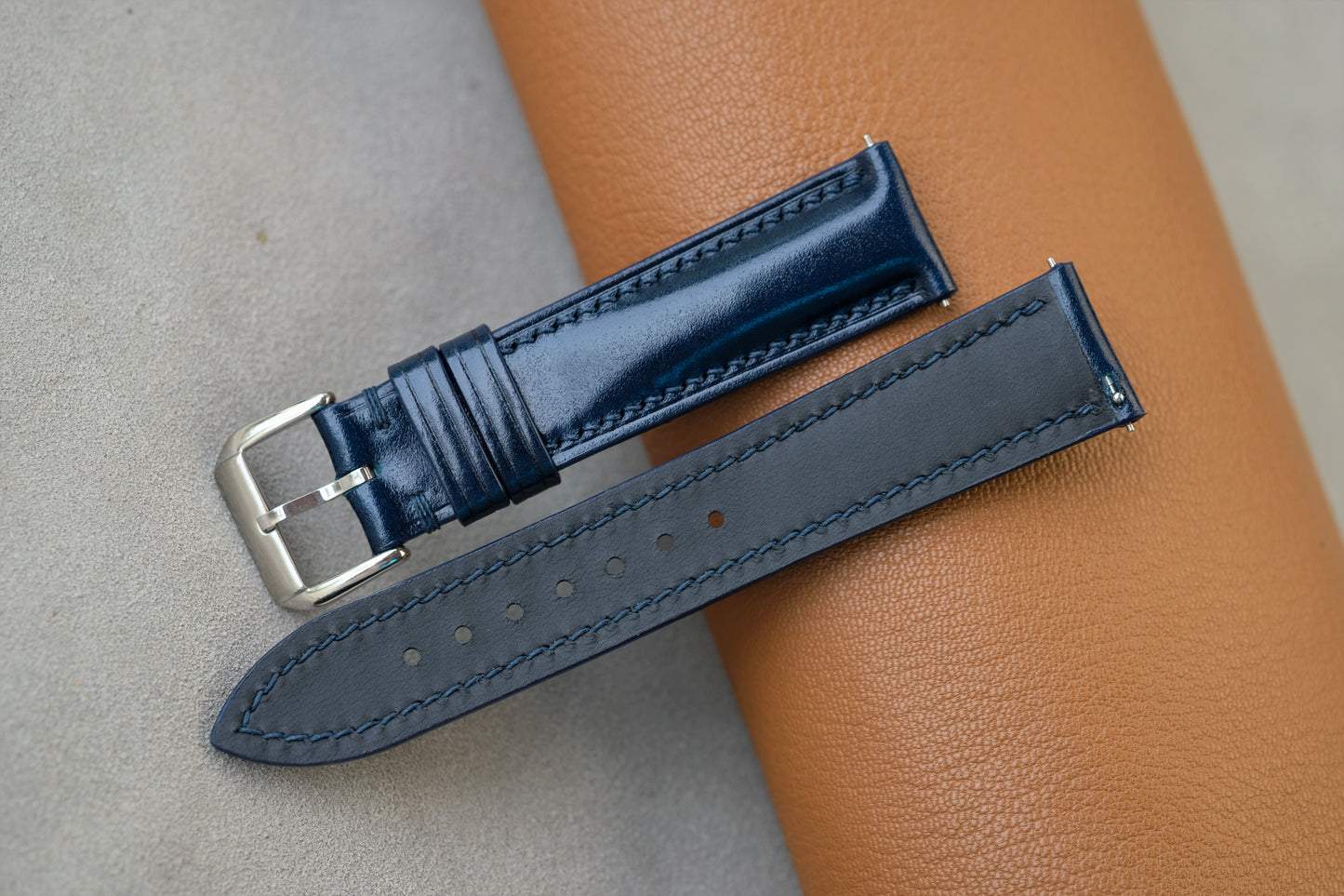 Blue Shinki Hikaku Shell Cordovan Leather Strap