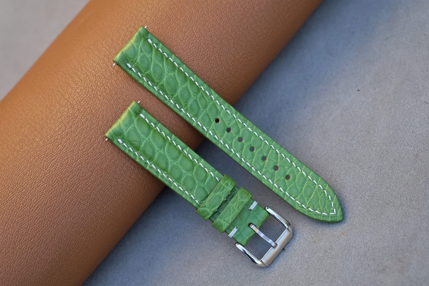 Light Green Alligator Leather Watch Strap